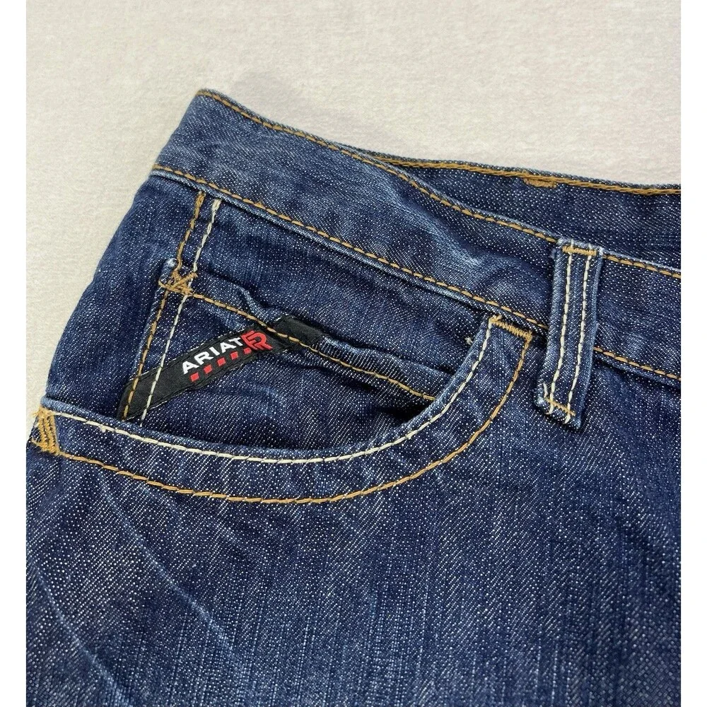 Ariat FR M4 Low Rise Boot Cut Jeans Mens 38x30 Blue Flame Resistant Denim